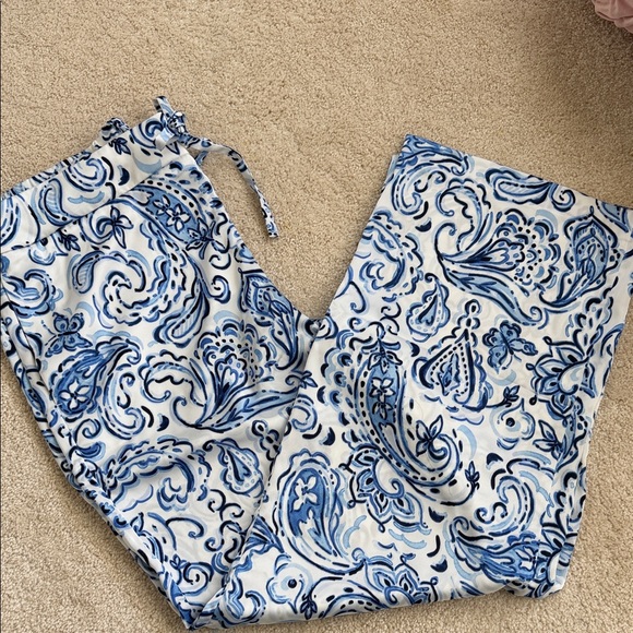 Talbots Floral Blue and White Pants - Picture 2 of 6